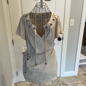 Cream/Tan shirt dress with rope belt sz S